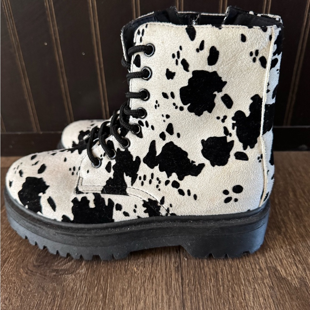 Black and White Cow Print Boots